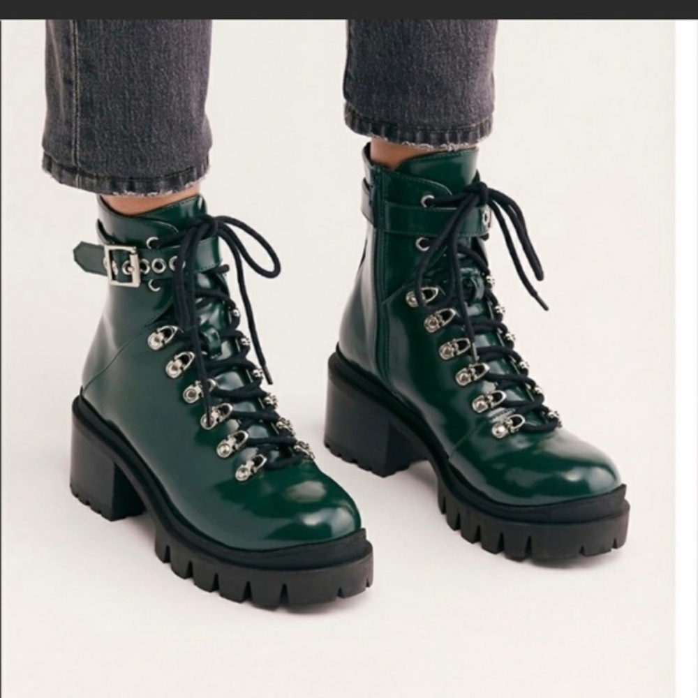 Jeffrey Campbell Czech Platform Combat Green Boots size 8
